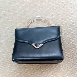 Vintage Leather Handbag with unique handles